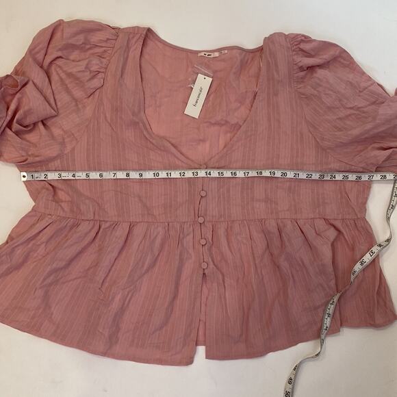 Mi Ami x Francesca’s Pink Blush Button Balloon Sleeve Blouse NWT Sz 3X - Picture 8 of 14